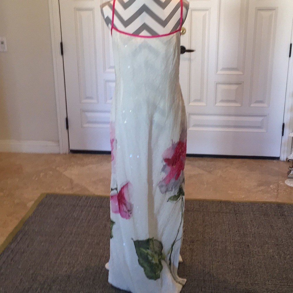 Evening gown w/clear sequins slits /both sides